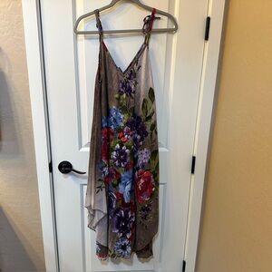 Handkerchief High-Low Red and Pink Sundress Spaghetti Strap with jacket.